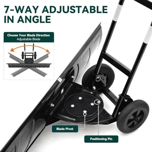 YITAHOME 48" Snow Pusher with Wheels, Snow Shovel for Driveway, Solid Tires