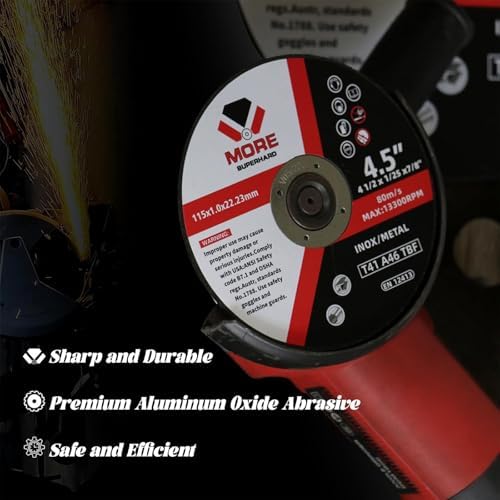Cut Off Wheels 4-1/2 Inch, 100 Pack Cutting Discs, 4.5" x 0.047" x 7/8" for Angle Grinder, Metal & Stainless Steel Fast Cutting