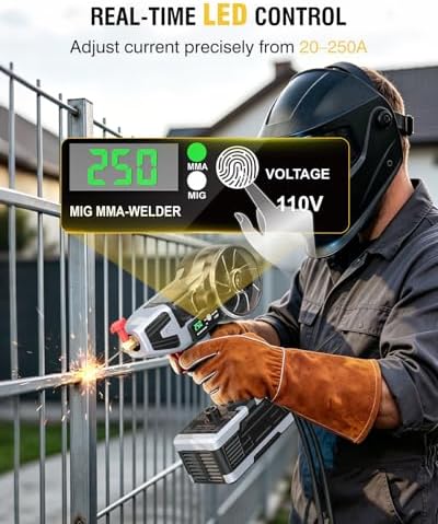 250A 2-in-1 MIG & Stick Welder, 110V Portable Handheld Welder