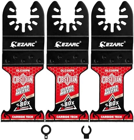 EZARC Obsidian TiAlN Carbide Oscillating Saw Blades for Hard Metal, 3-Pack