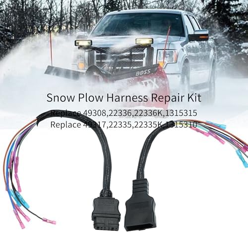 Snow Plow for Truck - Western Fisher Snow Plow Repair Harness Kit Replace 49317 22335K 49308 22336K with Dust Cover 9 Pin Truck Side Repair Harness Cover Included