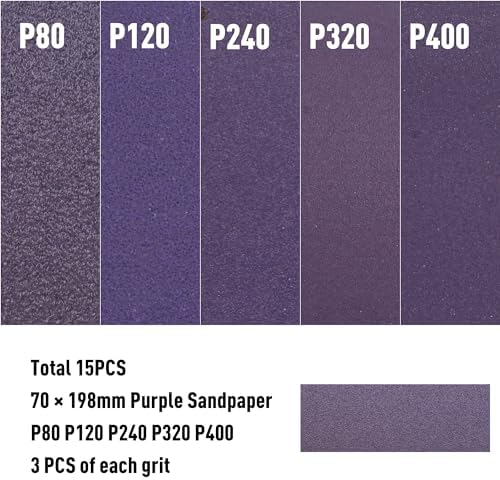 3 x 8 in Jitterbug Air Orbital Sander, 70 mm x 198 mm 1/8 in Orbit, 10,000 Max OPM Non-Vacuum with Extra Hook-Loop Pad and 15pcs (80/120/180/320/400) sandpapers