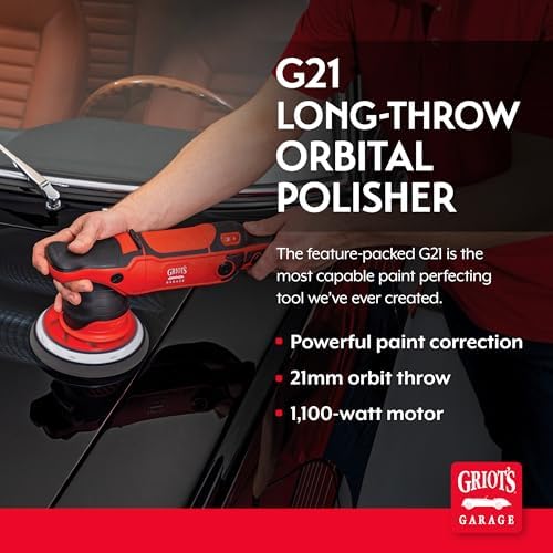 Griot's Garage 10921 G21 Long Throw Orbital Polisher, 1100 W, 21 mm