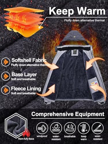 QPNGRP Mens Waterproof Ski Snowboard Jacket Winter Windproof Snow Coat