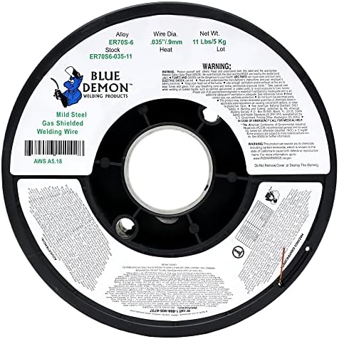 Blue Demon ER70S6 X .035 X 11 LB MIG/GMAW Carbon Steel Welding Wire, All Position, Low Spatter, Formulated to Provide Porosity-Free, X-Ray Quality Welds