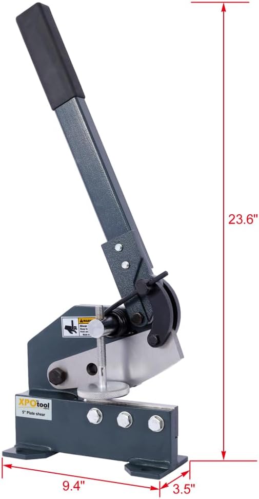 Metal Shears, Heavy-Duty Sheet Metal Cutter for Industrial Use, Hand Plate Shear, High Carbon Steel Blade, Effortless Cutting, Shrinker Stretcher Compatible, Workbench Mountable (5-Inch)