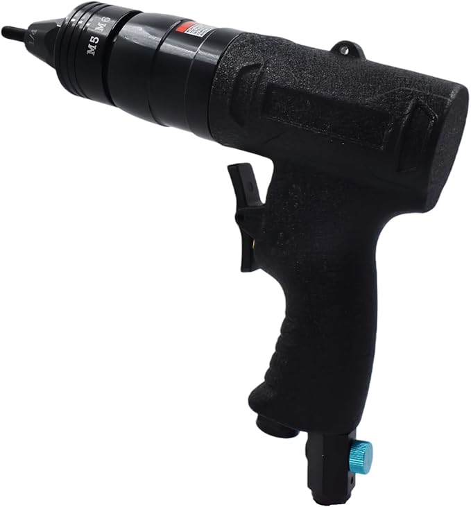 Pneumatic Rivet Nut Gun Air Rivet Nut Pull Setter Riveting Fastening Tool With 1/4 3/16 Riveting Mandrels Quick Change Locking Nozzle Bolts Adapter Drill For Air Rivet Nut Insert Installation Tool