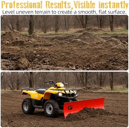 ATV/UTV Front Mount Land Leveler, 48"-60" Adjustable Steel Driveway Grader for Gravel&Dirt, Heavy Duty Yard Leveling Tool, Snow Plow Kit Compatible, 5-Position Angle, Winch Required (Sold Separately)