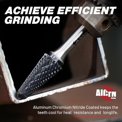 EZARC AlCrN Carbide Rotary Burr Bit, SL-5 Double Cut, 1/4-Inch Shank
