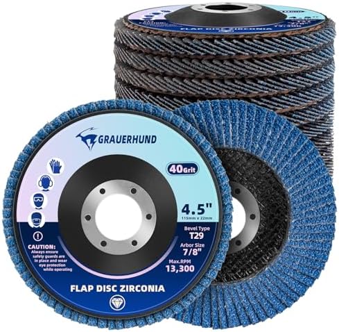 10 Pack Flap 4 1/2" x 7/8" for Angle Grinder, 40 Grit T29 Flap Sanding Discs, 4 1/2 Inch Grinding Wheels, Zirconia Grinding Discs for Metal, Wood, and Stainless Steel Finishing