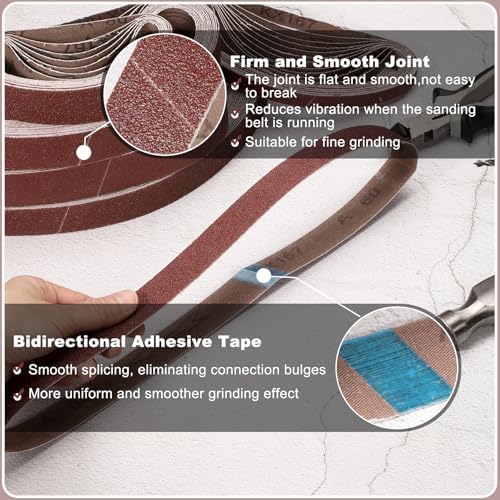 HARFINGTON 3 x 21 Inch Sanding Belts, 12 Pcs 400 Grits Aluminum Oxide