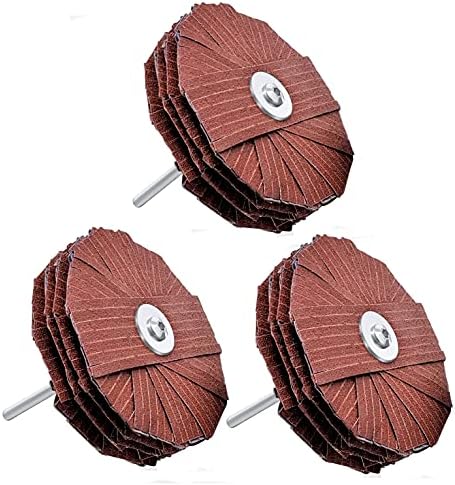 LINE10 Tools 4-inch Sanding Mop Kit, Moulding Flap Wheel Sander for Drill, 120 Grit Mop Sanders Brush, 1/4" Shank, Abrasive Flapper Sander for Woodworking, Contours, Finishing, Pack of 3