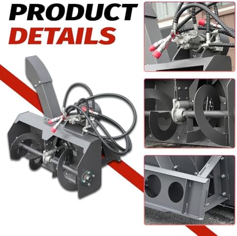 Skid Steer Snow Blower Attachment, Skid Steer Loader Snow Thrower Accessories, Directional Snow Chute, USA Stock, Mount: Length: 23.1in, Height:8.54in, Pin Distance:14.17in