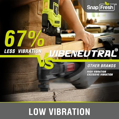 SnapFresh Brushless Oscillating Tool Cordless, 6 Speeds with Carrying Bag