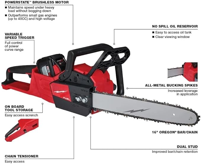 2727-21HD Power Saws for Milwaukee M18 16" Cordless Brushless Chainsaw Kit | Power Chainsaw