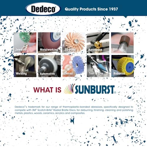 Dedeco Sunburst Radial Bristle Discs - 5/8" Curved - 1/16" Arbor - Assortment Kit - 86 Total Pieces for Precision Cleaning, Buffer, Polish, & Finish