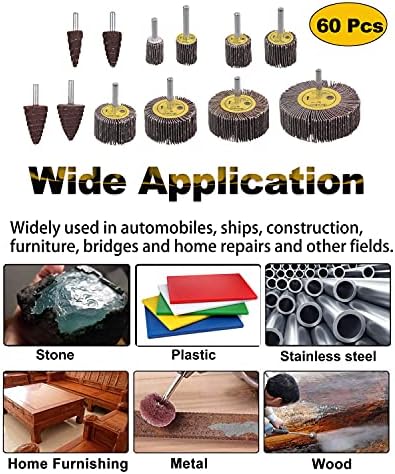 Rocaris 60 Pack 80 Grit 1/4" Abrasive Flap Wheel Sander