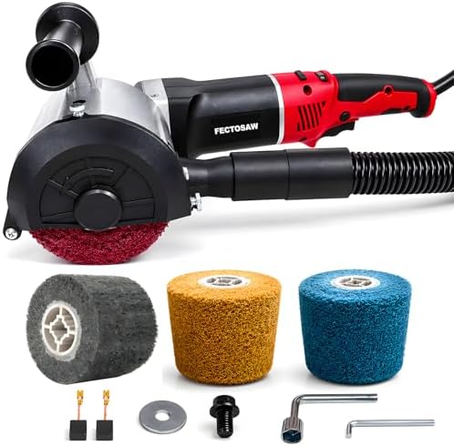 1380W Dustless Drum Burnishing Polisher, 6-Speed Variable Surface Conditioning Machine for Rust Removal, Paint Stripping, Stainless Steel Satin Finishing & Wood Restoration