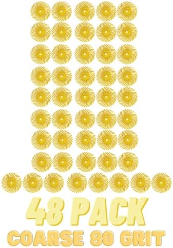 Dedeco Sunburst Radial Bristle Discs 48-Pack - 7/8" Curved - Yellow 80 Grit (Coarse) - Aluminum Oxide for Polishing & Finishing