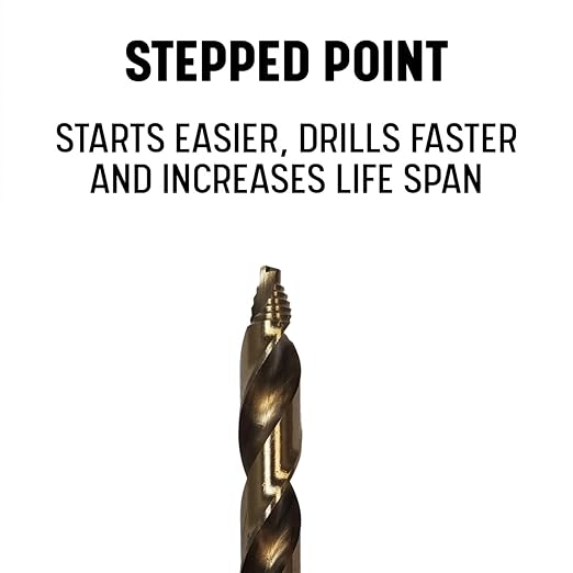 Drill America Stepped Point Cobalt Drill Bit 25 Piece Set in Plastic Case (1.00mm - 13.0mm x .50mm)