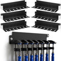 LEIFIDE 6 Pack Parallel Clamp Rack Black Help to Store Heavy Duty Clamps 16'' Long Stainless Steel Clamp Holder Pre-Drilled 16 inch on Center for Mounting to Wall Stud Workshop Organizer and Storage