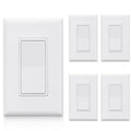 ELEGRP 3 Way Decorator Light Switch, 15Amp, 120-277 Volt, AC Rocker Paddle Wall Switch Replacement, Self-Grounding, Residential Grade, Screwless Wall Plate, UL Listed (5 Pack, Glossy White)