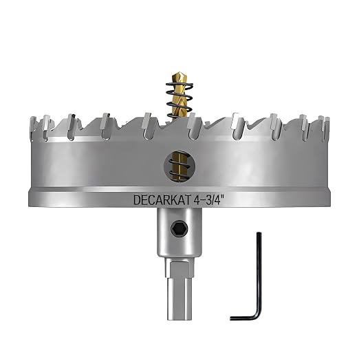 4-3/4" TCT Hole Saws for Hard Metal, Heavy Duty 120mm Tungsten Carbide Tipped Hole Cutters Set with Spring-Loaded Pilot Drill Bits for Stainless Steel, Metal, Iron, and Plastic.