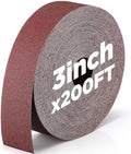 80 Grit Abrasive Sandpaper Roll 3''x 200 ft Drum Sander Sand Paper Roll Emery Cloth Rolls for Drum Sander Continuous Paper Wood Automotive Polishing