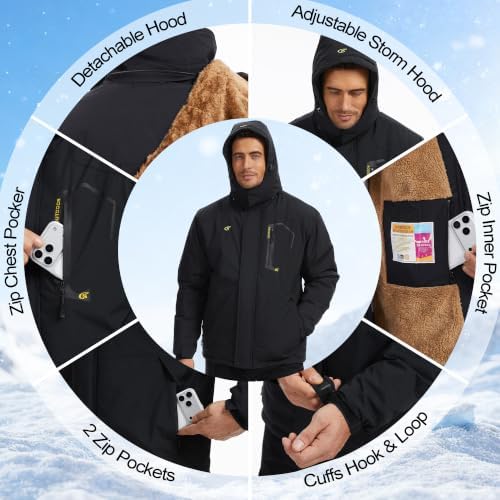 QPNGRP Mens Waterproof Ski Snowboard Jacket Winter Windproof Snow Coat