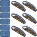 3/8x13 Inch Sanding Belts 36 Pcs 6 Grits Sizes (6 Each of 60/80/100/120/180/240 Grits) Heavy Duty Belt Sander Zirconia Belt Sander Paper for Wood, Metal, Stainless Steel, Cars, and Furniture