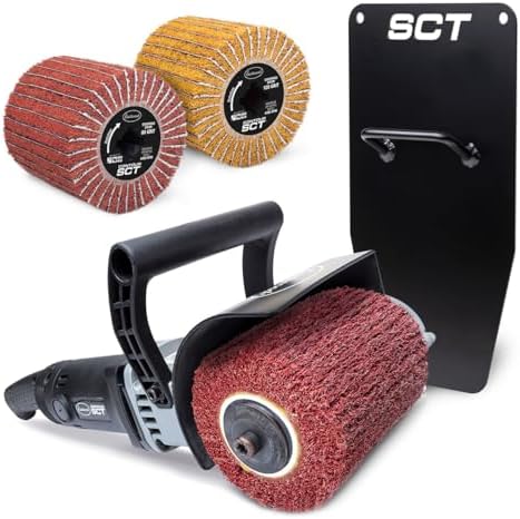 Eastwood Contour SCT Surface Conditioning Tool With Storage Rack | Heavy Duty Automotive Metal Preparation Tools Includes 120 Grit Finishing Drum 80 and 120 Grit Stripping Drums