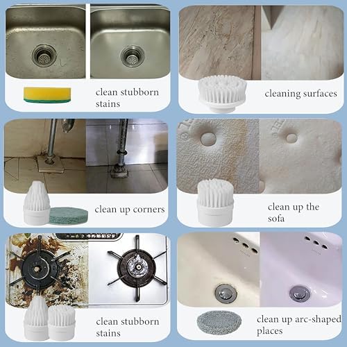 Electric Spin Scrubber Power Spin Brush for Cleaning,Rechargeable Cleaning Brush for Bathroom/Tub/Tile/Floor/Sink/Window Cordless Shower Scrubber with 4 Replaceable Cleaning Brush Heads, Classic Grey