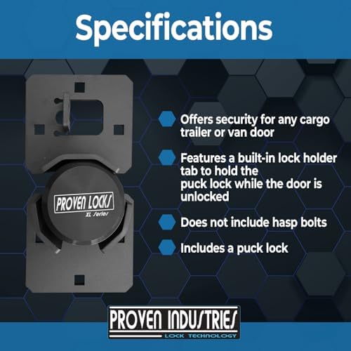 Proven Industries Puck Lock Hasp Kit - Storage Door Security, Black