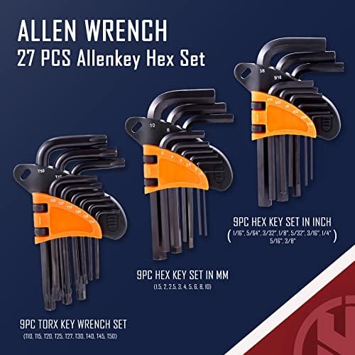 KNINE OUTDOORS Screwdriver Set Repair Kit Maintenance Tools with File Set, Hex Key Set, Ergonomical Designed T-BAR Ratcheting Wrench Rubber Mallet Bits Wrenches Adapters Pin Punches, 138 Set