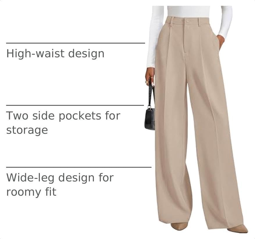 PRETTYGARDEN Women's Flowy Wide Leg Dress Pants