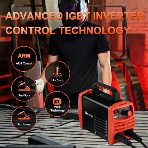 200A Stick Welder 110V, Mini Portable Inverter Welding Machine with Synergic Control, Digital Display, Hot Start, Arc Force, Anti-Stick - Includes Helmet,Gloves,20 Rods & Accessories