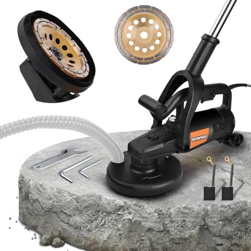 7 Inch Concrete Grinder with Handle, Auxiliary Wheels & Dust Shround