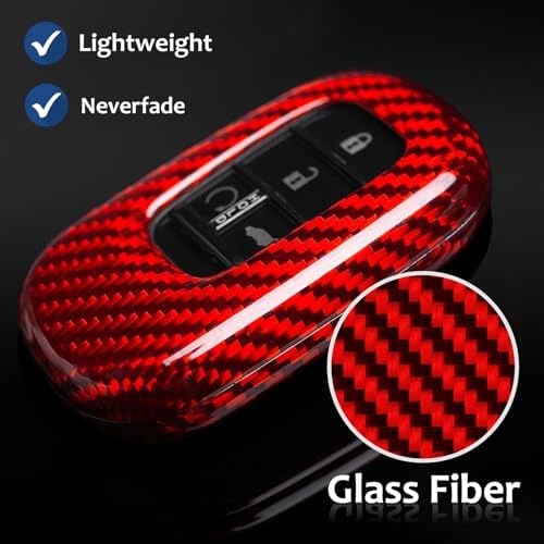 T-carbon Key Fob Cover Compatible with Honda Key Case | Glass Fiber Key Case fits for Honda Civic Type R Key Shell fits for Accord Civic HR-V CR-V Pilot Sport SI Accessories