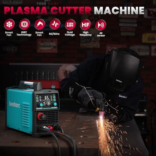 Bestarc Plasma Cutter Machine, 65Amps HF Pilot Arc, 110/220V, Air Sensor