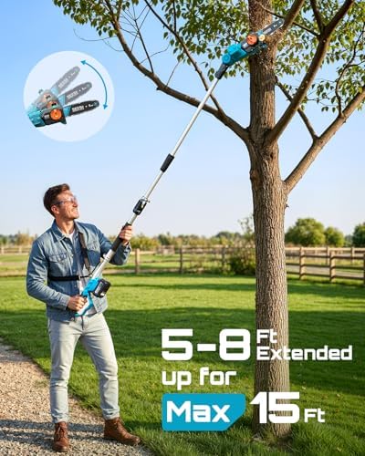 SEESII 21V 8-Inch Electric Pole Saw, Battery & Charger Included
