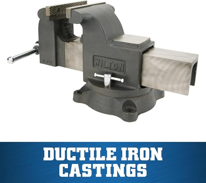 Wilton Shop Bench Vise, 8" Jaw Width, 8" Max Jaw Opening, 4" Throat (Model WS8), gray