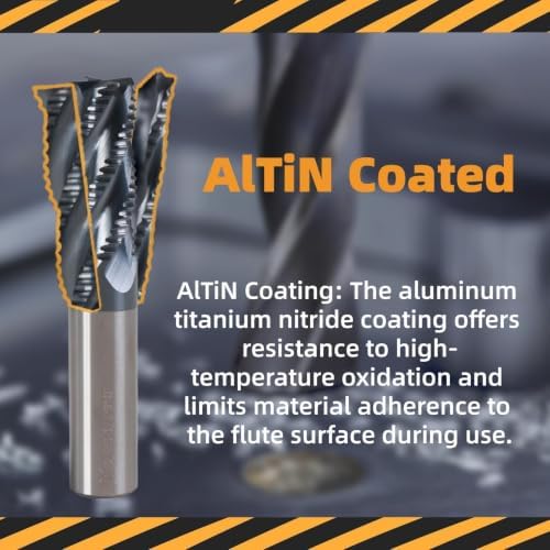 1/2" 4 Flute Roughing End Mill AlTiN Coated Carbide, 1Pcs