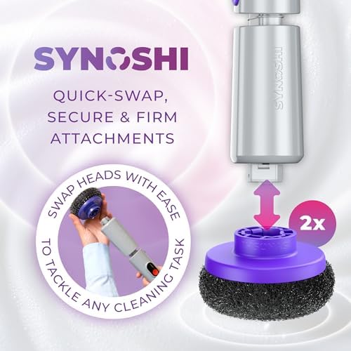 Synoshi PRO Electric Spin Scrubber Steel Brush Set for Cleaning (2 Units)