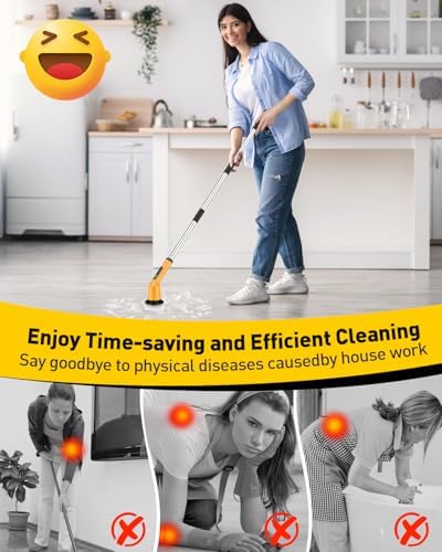 Shower Scrubber with Long Handle, Electric Scrubber Bathroom Cleaner Brush