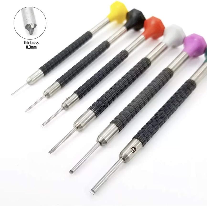 Timelab Professional Screwdrivers for Rolex Tudor Omega watch Band Bracelets Scratch Free T Blade Cut Out Tip for Professional Watch makers jewlers Reapir stores tools 6Pcs Set Made in Korea
