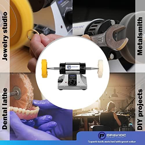 Jewelry Polisher - Adjustable Variable Speed Bench Grinder Polishing & Buffing Machine, Dental Buffer & Lathe - Includes 6 Cloth Wheels, 2 Abrasive Fiber Wheels, Safety Glass, Polish Compound