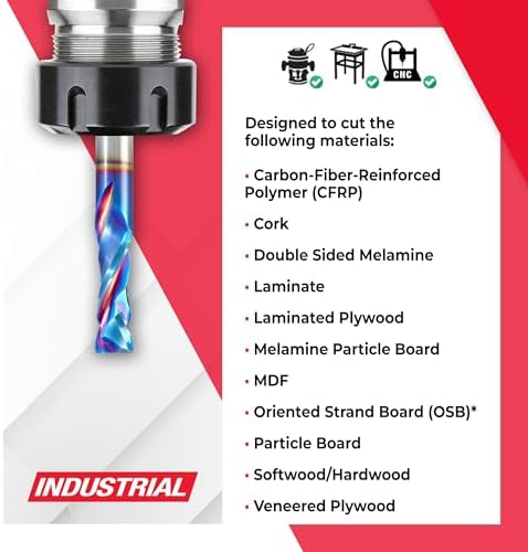 Amana Tool Spektra Extreme Tool Life Solid Carbide CNC Compression Spiral Router Bit, 46173-K, 3/8 D x 1-1/8 CH x 3/8 Shank x 3 Inch Long 2 Flute