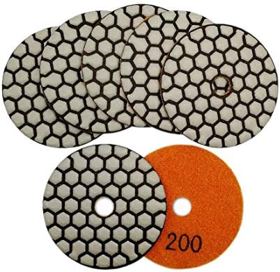SHDIATOOL 3 Inch Dry Diamond polishing Pads Grit 200 for Granite Marble Quartz(7-Pack)