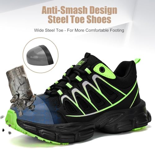 Hogent Steel Toe Shoes for Men Women - Non Slip & Lightweight Work Shoes