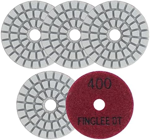 2 Inch Diamond Polishing Pads with 7Pcs Dry Wet Granite Stone Polish Pad Kit for Drill，50-3000 Grit Polishing Pad (5Pcs 400#（Dry/Wet）)
